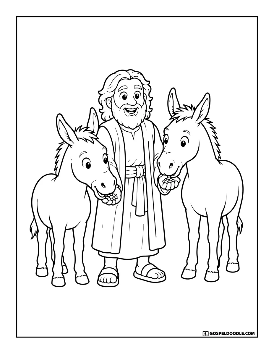 Noah Feeding the Donkeys