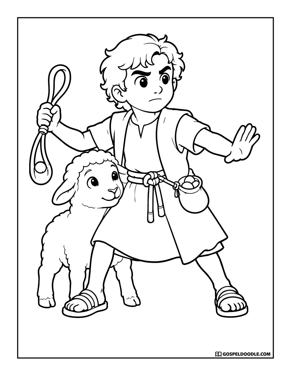 Young David Protecting a Lamb