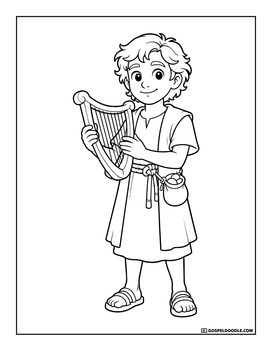 Young David Playing the Harp