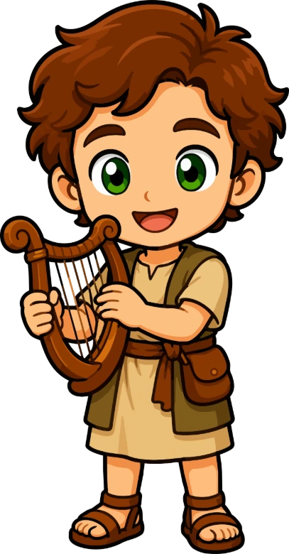 Friendly David with Harp