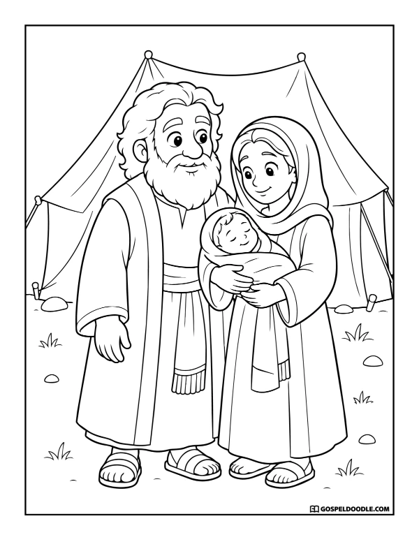 Abraham with Sarah Holding Baby Isaac