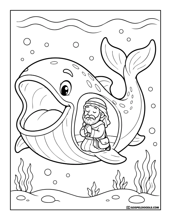 Jonah in Belly of Large Fish