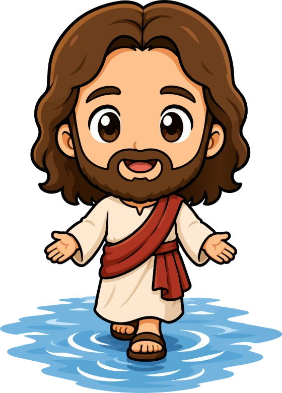 Friendly Jesus Walking on Water