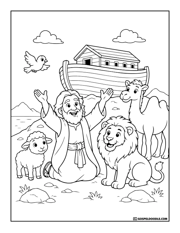 Noah Rejoices on Dry Land